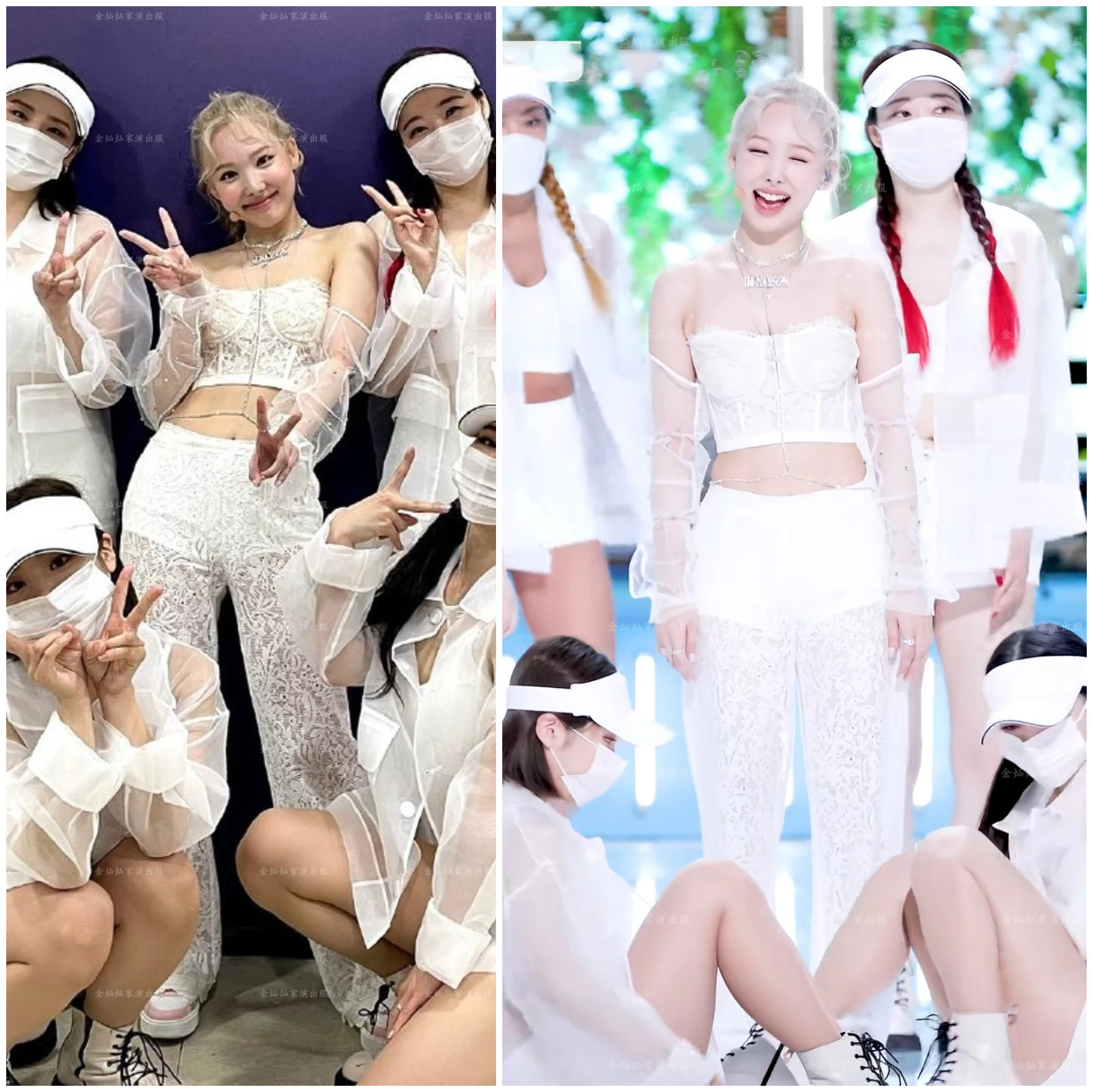 Kpop Korean Singer Streetwear Women Group White Sexy Slim Lace Vest Tops Shorts Hollow Perspective Pants Nightclub Women Outfits
Kpop Korean Singer Streetwear Women Group White Sexy Slim Lace Vest Tops Shorts Hollow Perspective Pants Nightclub Women Outfits