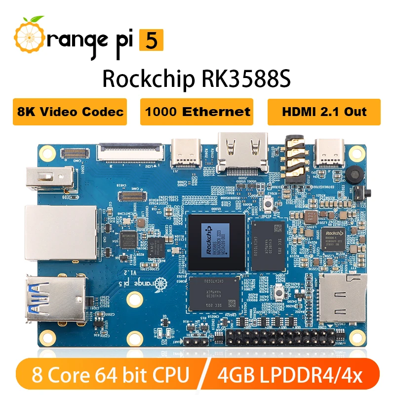 Оранжевый Pi5 4 Гб ОЗУ RK3588S 8-ядерный гигабитный Ethernet PCIE SSD одна плата компьютерная поддержка Android12 Debian11
Оранжевый Pi5 4 Гб ОЗУ RK3588S 8-ядерный гигабитный Ethernet PCIE SSD одна плата компьютерная поддержка Android12 Debian11