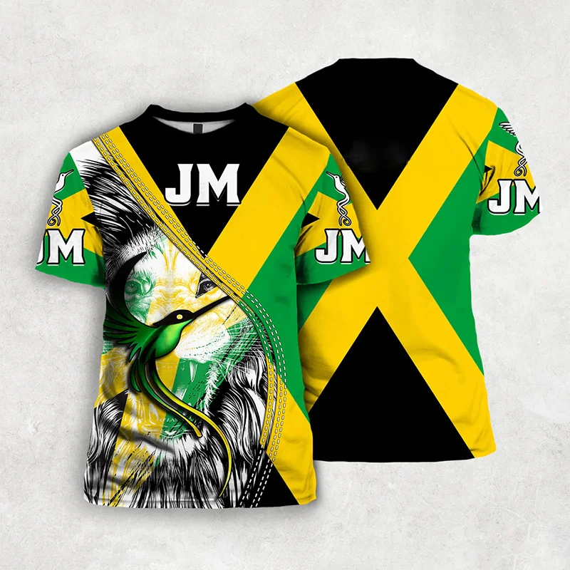 

3D Jamaica Flag Lion Emblem Print T Shirt Spiritual Totem Graphic T-shirts For Men Army Soldier Fashion Tee Shirts Harajuku Tees