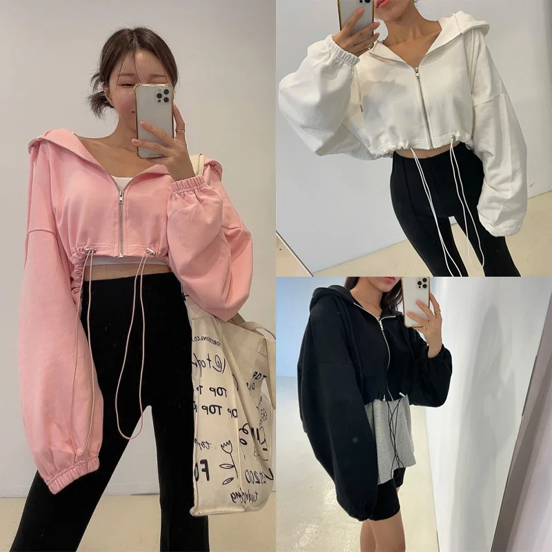 Hooded sweater women's early autumn all-match thin loose casual drawstring zipper cardigan long-sleeved hoodie short coat
Hooded sweater women's early autumn all-match thin loose casual drawstring zipper cardigan long-sleeved hoodie short coat
