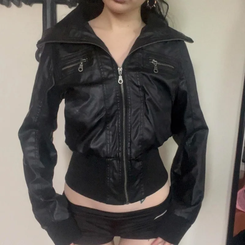 AltGoth Amercian Vintage Pu Leather Jacket Women Streetwear Harajuku Grunge Emo Alternative Grunge Zipper Casual Coats Female 38 S2dd7d006cb674952afae98dce2183c21E