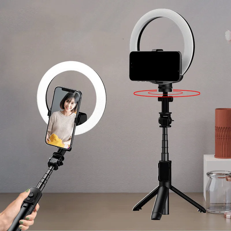 360 Degree Selfie LED Ring Light Wireless Bluetooth Selfie Stick Mini Tripods Handheld Extendable Selfie Stick With Remote
360 Degree Selfie LED Ring Light Wireless Bluetooth Selfie Stick Mini Tripods Handheld Extendable Selfie Stick With Remote