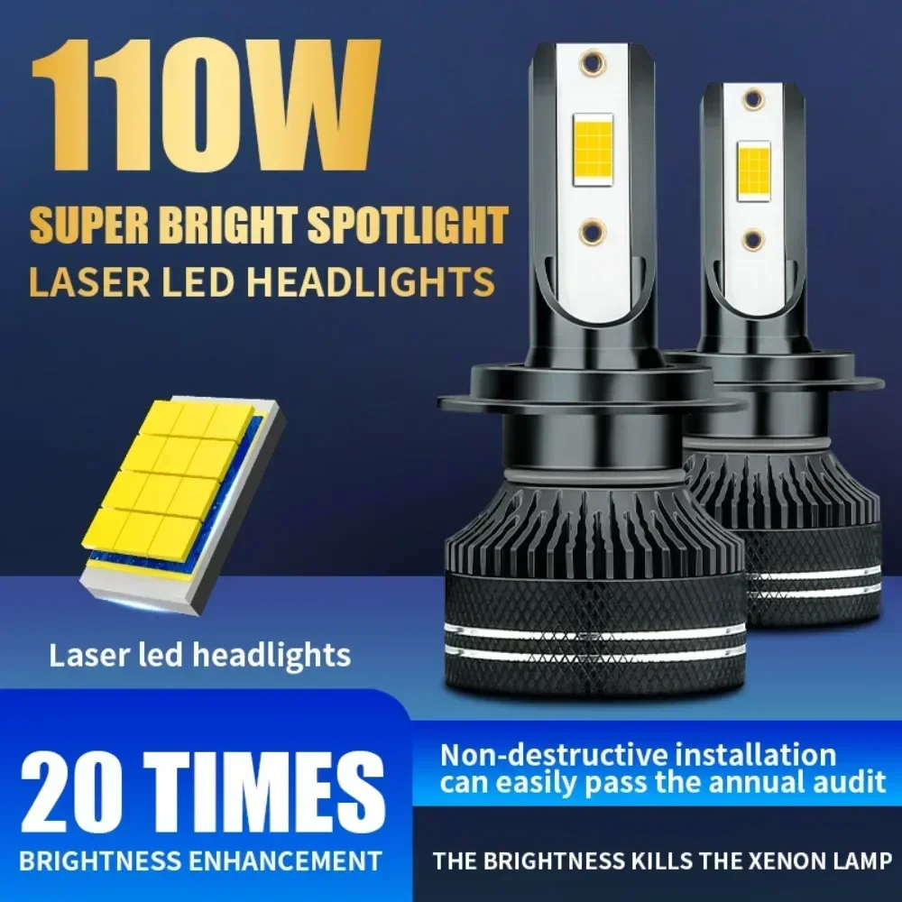 

High Power Laser LED Headlight Bulbs H1 H3 H4 H7 9005 9006 9012 9003 H8 H9 H11 Fog Light Bulbs Hi Lo Car Lights Lamps 110W 6000K