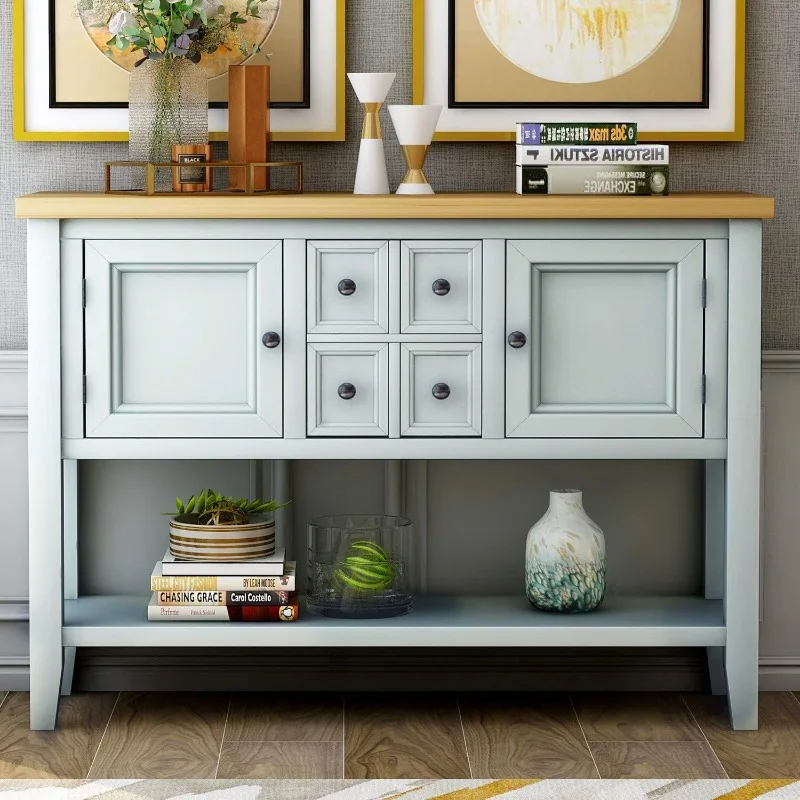 

Buffet Console Table, 47.36” Sideboard with 4 Drawers 2 Storage Cabinets and Bottom Shelf for Livingroom Apartment Hallway