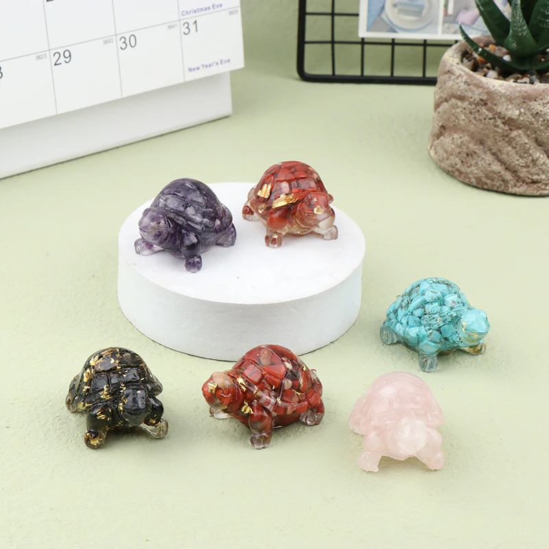 

Креативные искусственные украшения в виде черепахи, натуральный дробленый кристалл, украшения для стола из эпоксидной смолы, украшение для дома