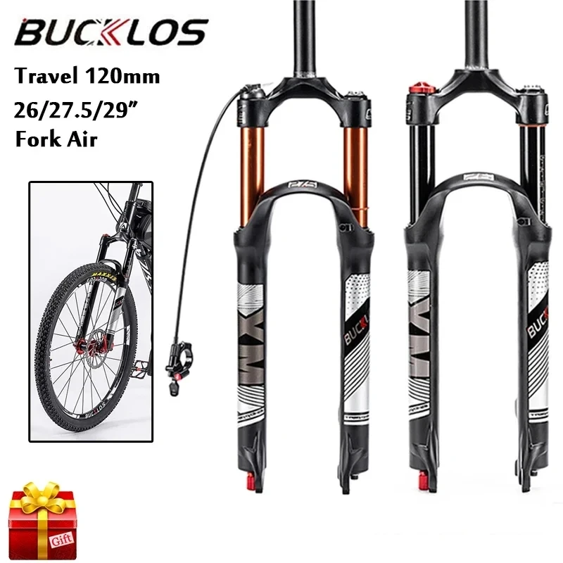 

Велосипедная вилка BUCKLOS 26/27, 5/29in Romote/mannual Control, воздушная подвеска, Велосипедная вилка для путешествий 120 мм, быстросъемные велосипедные вилки, запчасти для горного велосипеда