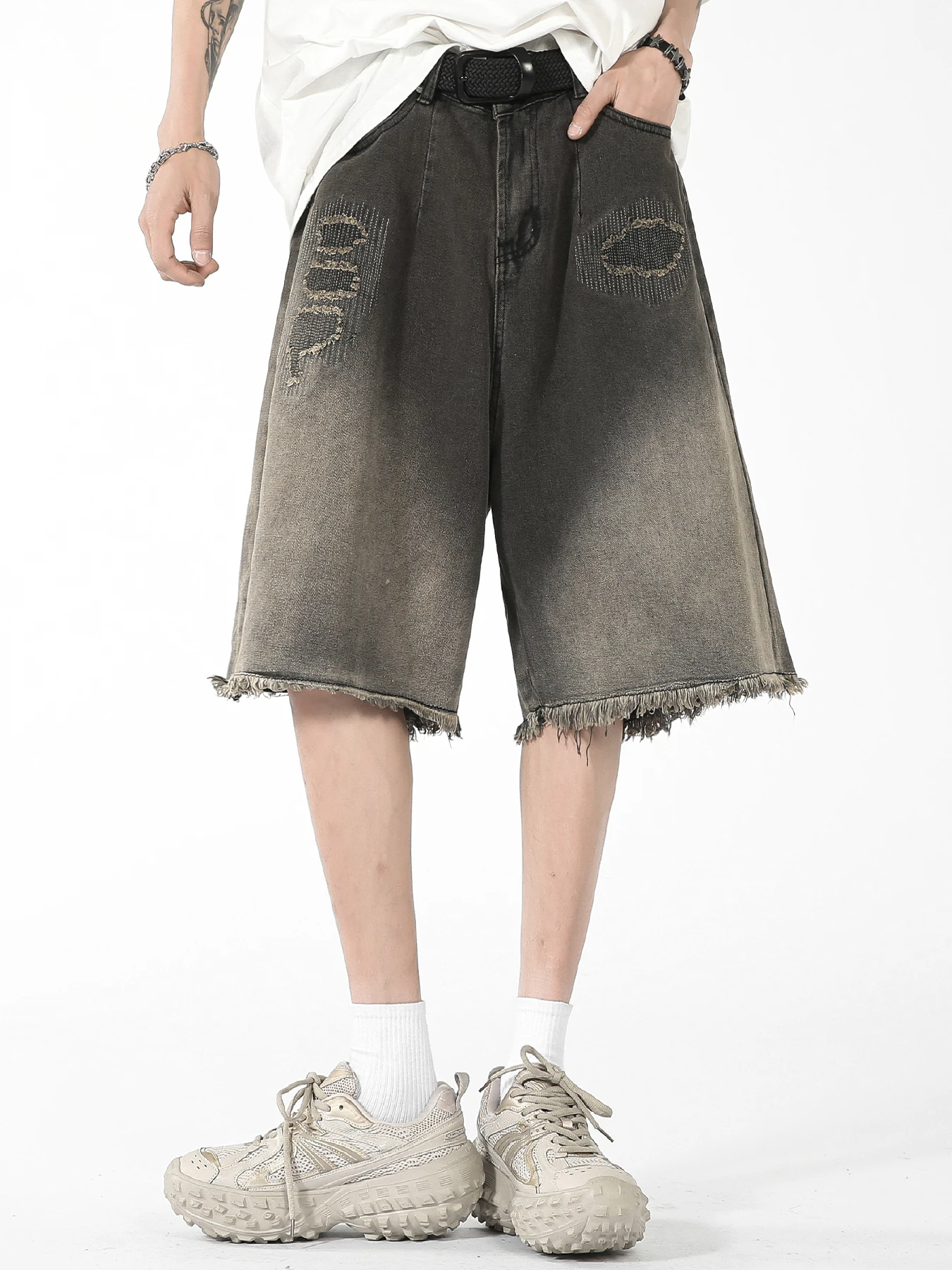 

Women's Retro Wide Leg Baggy Denim Shorts Harajuku Solid Washed High Waist Loose Jeans 2024 Summer Fashion Casual Shorts
