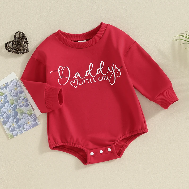 

My First Valentines Day Baby Girl Outfit Newborn Valentine Sweatshirt Romper Daddys Little Girl Cute Clothes