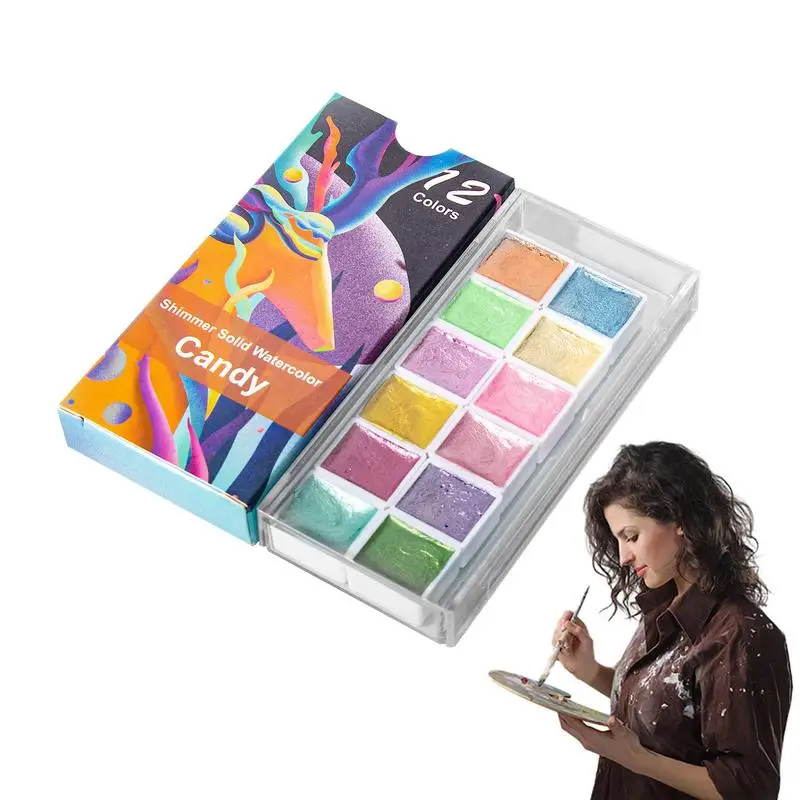 Watercolor Paint Set 6/12 Color Pearlescent Watercolor Paints With Metal Glitter Portable Art Supplies For Painting And Nail Art
Watercolor Paint Set 6/12 Color Pearlescent Watercolor Paints With Metal Glitter Portable Art Supplies For Painting And Nail Art