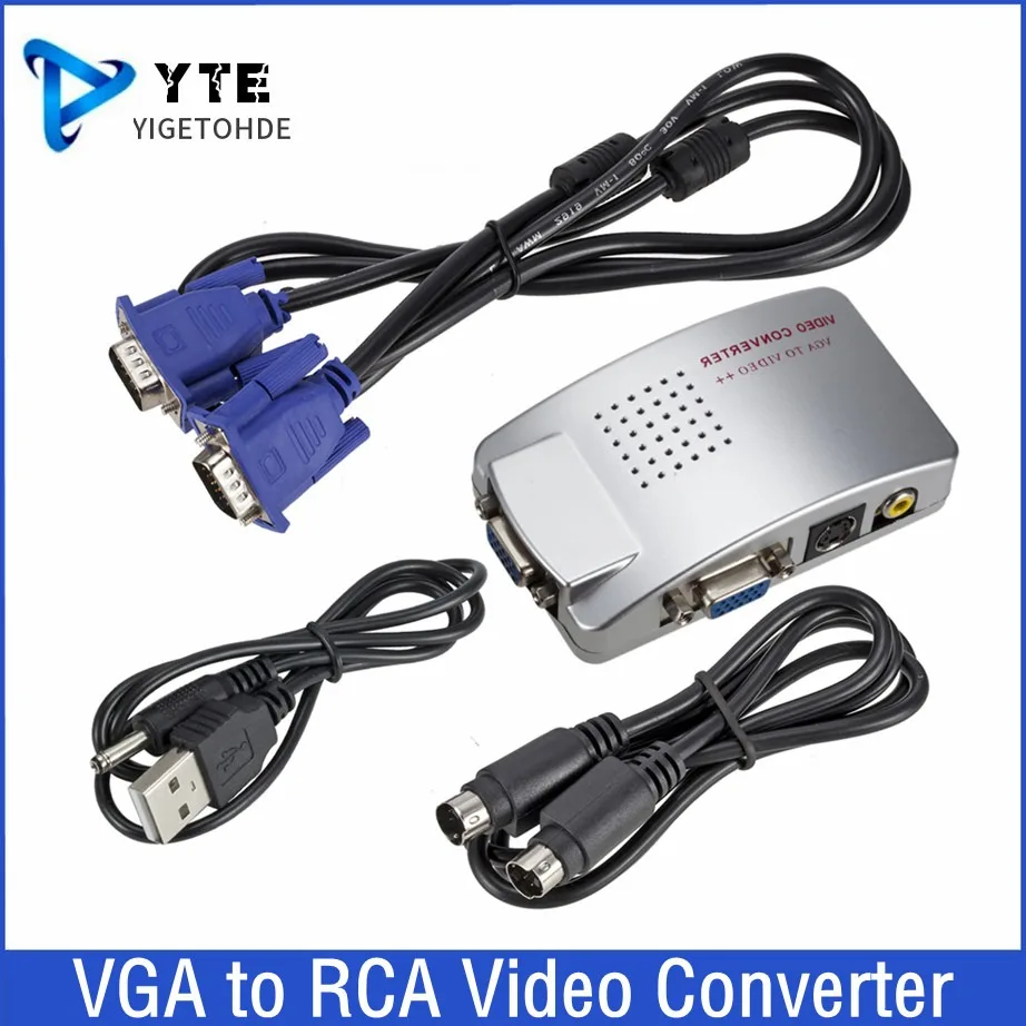 

YIGETOHDE PC Converter Box VGA to TV AV RCA Signal Adapter Converter Video Switch Box Composite Supports NTSC PAL For Computer