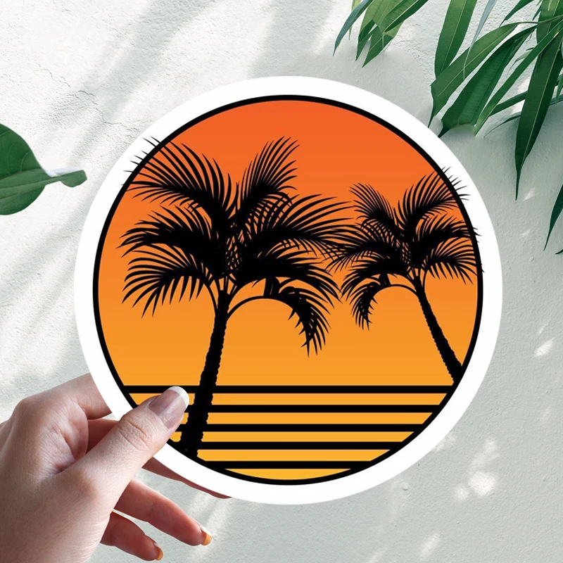 

Palm Tree Sunset Beach Sand Summer Holiday Good Vibes Car Stickers Motorcycle Vinyl Decal Waterproof Auto Accessories #S90125