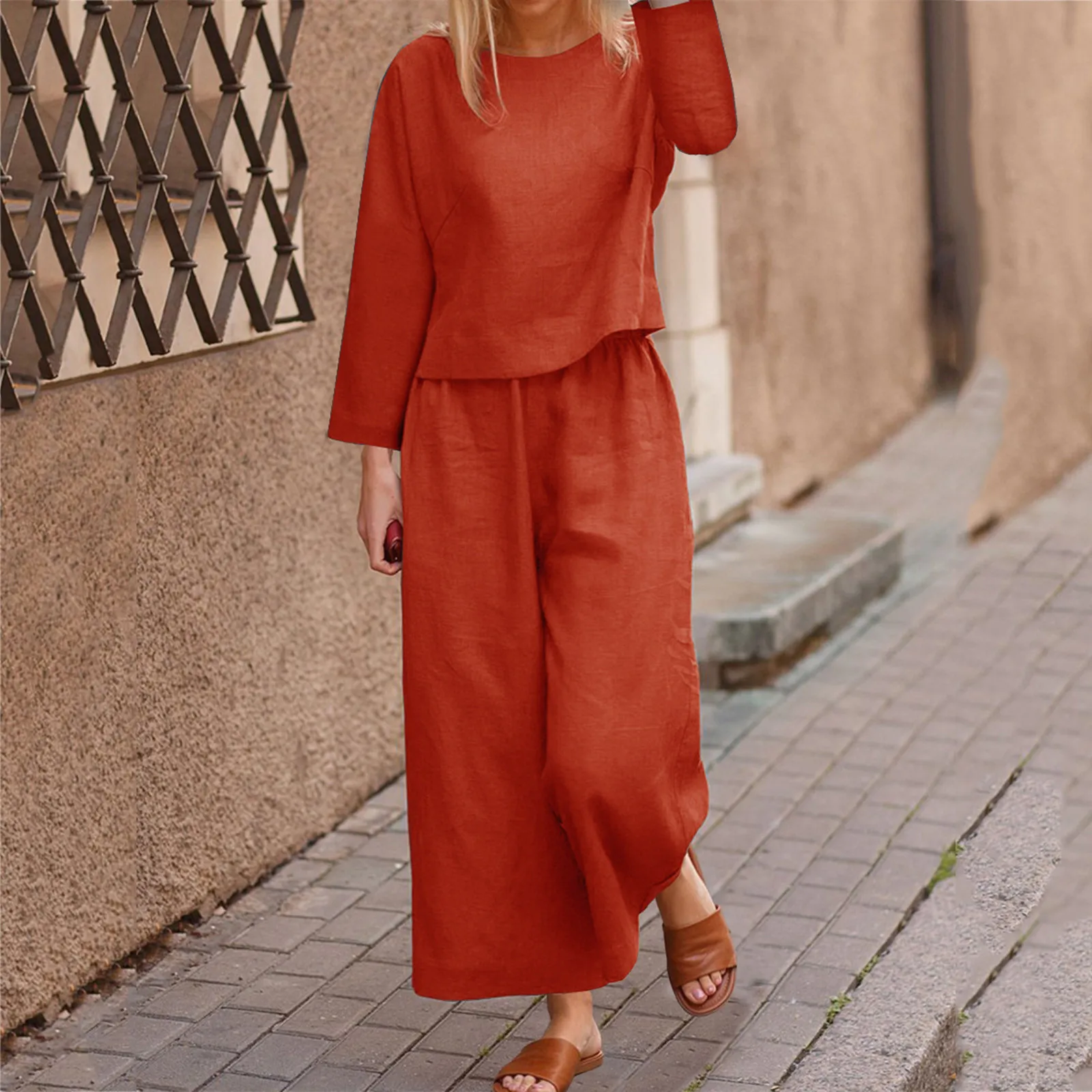 Women Cotton Linen Suit Fashion Comfortable Short Sleeve And Long Pants Solid Color Casual Loose Oversized Summer Sets Dress Top
Women Cotton Linen Suit Fashion Comfortable Short Sleeve And Long Pants Solid Color Casual Loose Oversized Summer Sets Dress Top