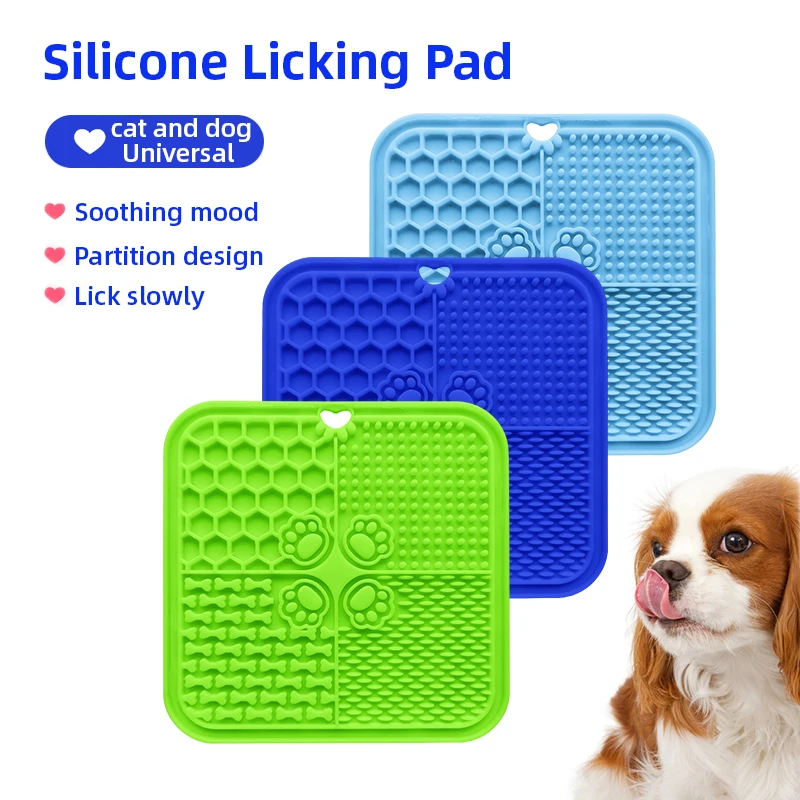 

Pet Silicone Licking Pad Dog Cat Suction Cup Slow Food Mat Shower Distraction Pads Anti-gulping Feeding Mats Spoon Pets Supplies