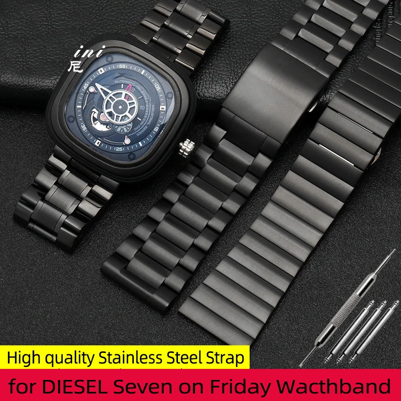 

26mm 28mm 30mm 32mm High qualityStainless Steel Strap for DIESEL Seven on Friday Wacthband fit big dial watch Men's watchband