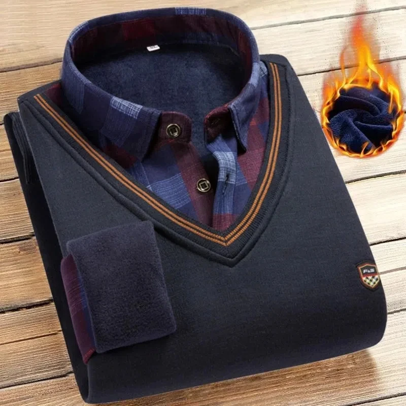 Autumn and Winter Pure Cotton Men's Oversized Blouse Plus Size Plaid Long Sleeve Fashion Casual Wool Thickened Warm Knit shirt 2
Autumn and Winter Pure Cotton Men's Oversized Blouse Plus Size Plaid Long Sleeve Fashion Casual Wool Thickened Warm Knit shirt 2