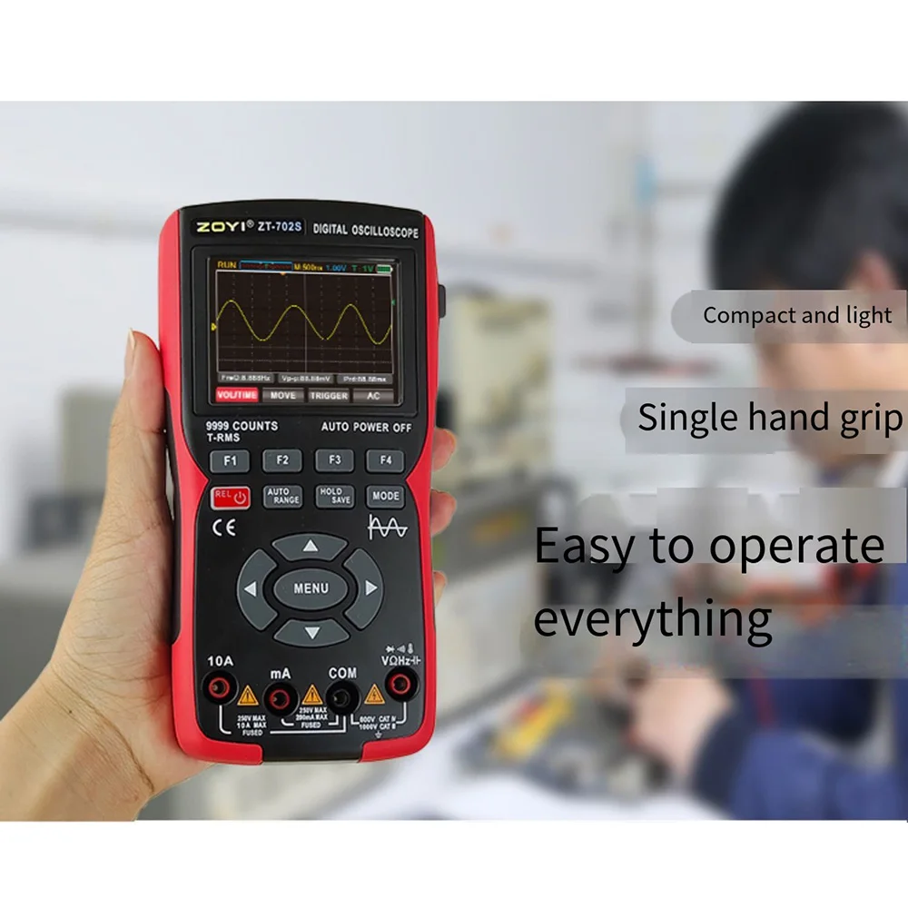 

ZT702S Digital Oscilloscope Handheld Signal Generator 2.9inch Color Screen Voltage Smart Multimeter Auto Repair Meter