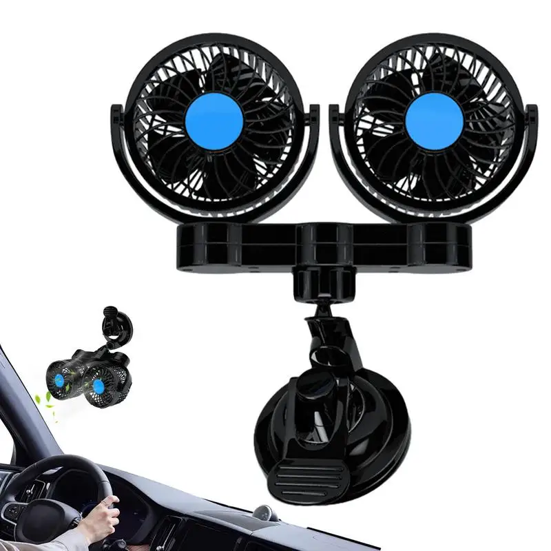 

Car Seat Fan Electric Clip On Dual Head Auto Fans Rotatable Strong Wind Air Circulation Fan For Car Boat Sedan SUV Van Truck RV