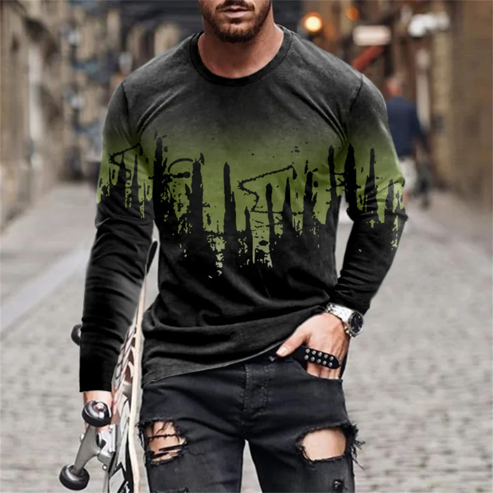 Spring and Autumn Men's Round Neck Casual T-shirt Vintage Graffiti 3D Print Long Sleeve T-shirt Large Trendy Men's Clothing Top 
Spring and Autumn Men's Round Neck Casual T-shirt Vintage Graffiti 3D Print Long Sleeve T-shirt Large Trendy Men's Clothing Top