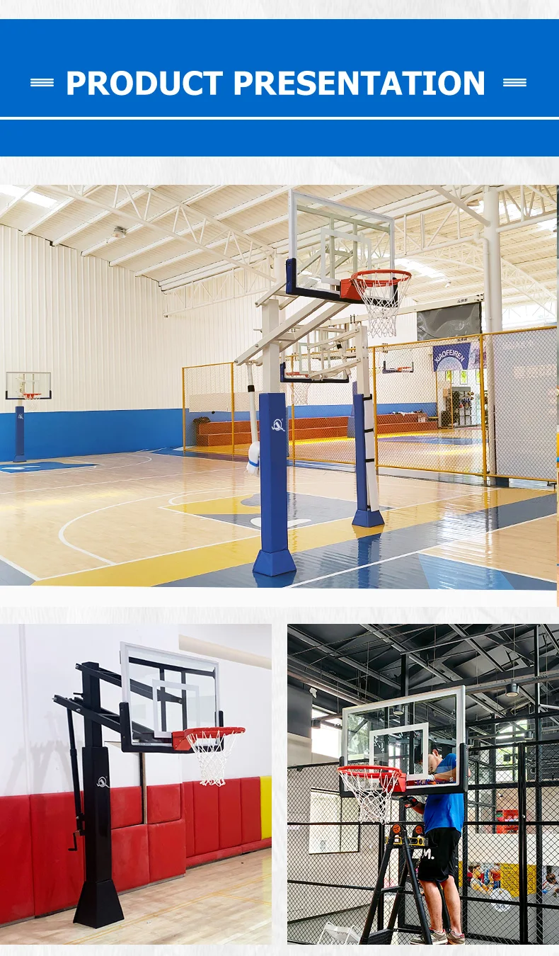 Cesta de basquete inground ajustável para fitness interno e externo, equipamento profissional de treinamento de basquete interno e externo Tabela de Basquete PRO com Estrutura Pé Direito (Unidade)