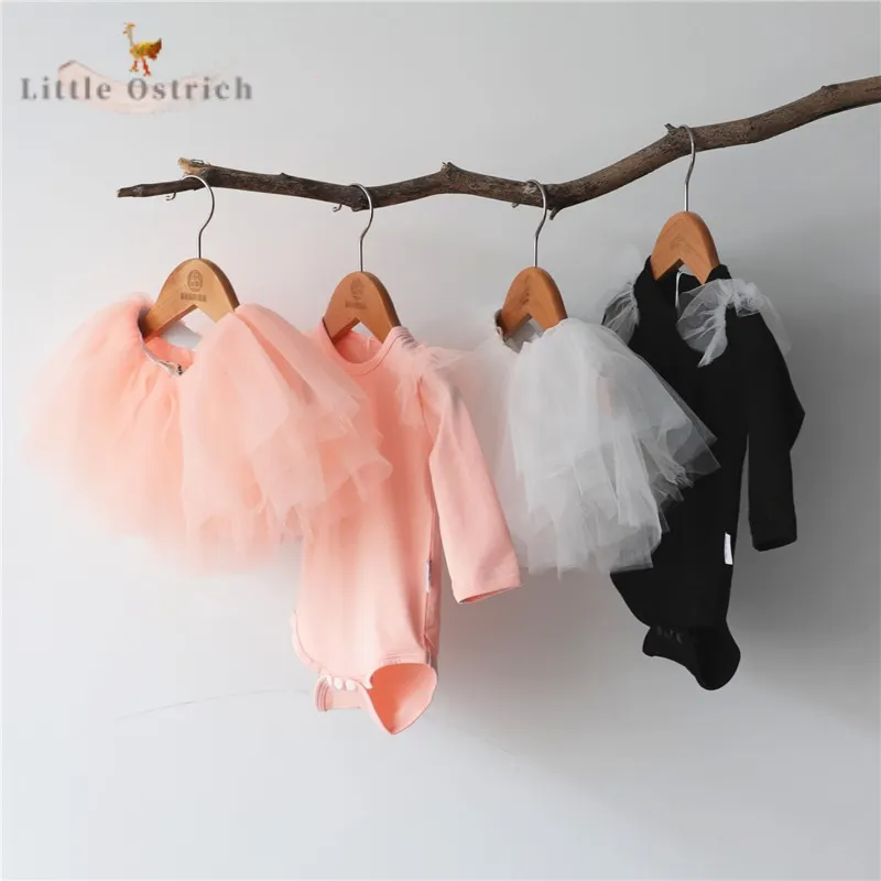 

Newborn Baby Girl Cotton Clothes Set Romper+Skirt Tutu Mesh Infant Toddler Child Clothing Suit Solid Pullover Baby Clothes 3-18M