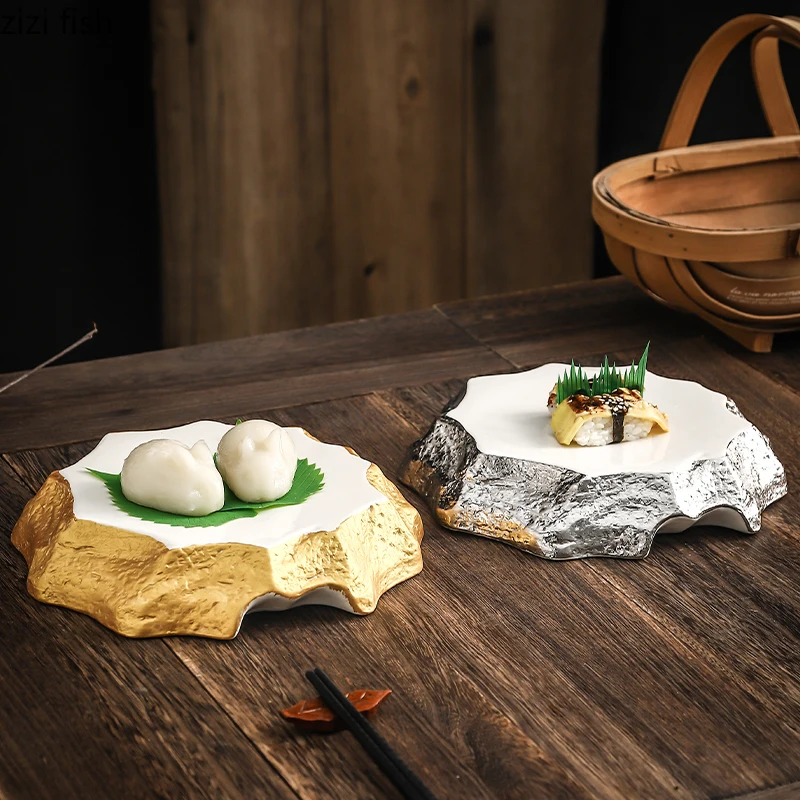 

Ceramic Dinner Plate Sashimi Sushi Dish Bread Snack Dessert Tray Restaurant Irregular Shape Tableware Vegetable Dish Steak Plate