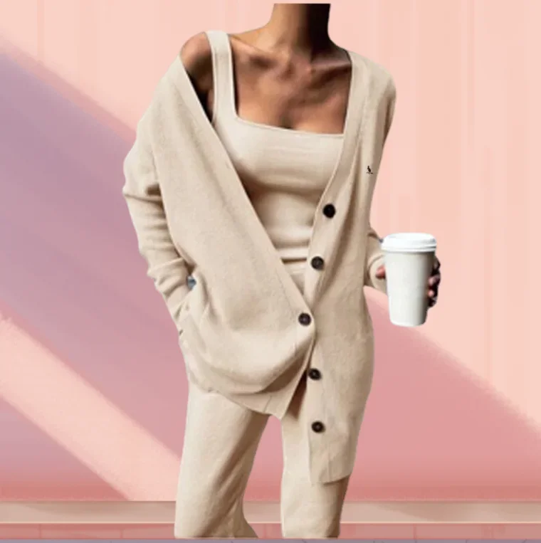 Knitted three-piece women's spring and autumn 2024 new women's jacket vest pants set
Knitted three-piece women's spring and autumn 2024 new women's jacket vest pants set