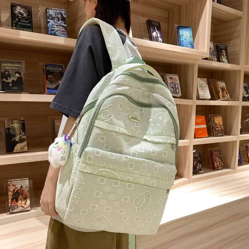

2023 New Female Cartoon Print Book Bag Fashion Women Cute Leisure School Bag High-capacity Laptop Backpack Lady Travel College