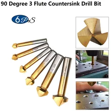 6Pcs HSS 90 Degree 3 Flute Countersink Drill Bit Titanium Coated Chamfer Cutter Chamfering Drill 6.3/8.3/10.4/12.4/16.5/20.5MM
6Pcs HSS 90 Degree 3 Flute Countersink Drill Bit Titanium Coated Chamfer Cutter Chamfering Drill 6.3/8.3/10.4/12.4/16.5/20.5MM