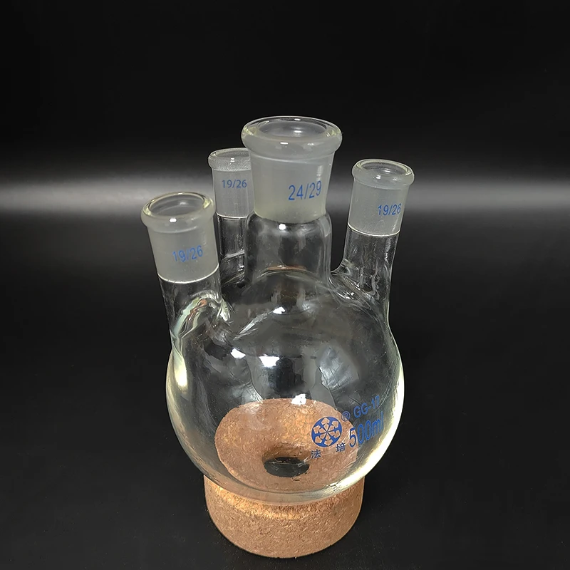 FAPE Four-necked flask straight shape,with four necks standard ground mouth 100mL-1000mL,Middle joint 24/29,lateral joint 19/26
FAPE Four-necked flask straight shape,with four necks standard ground mouth 100mL-1000mL,Middle joint 24/29,lateral joint 19/26
