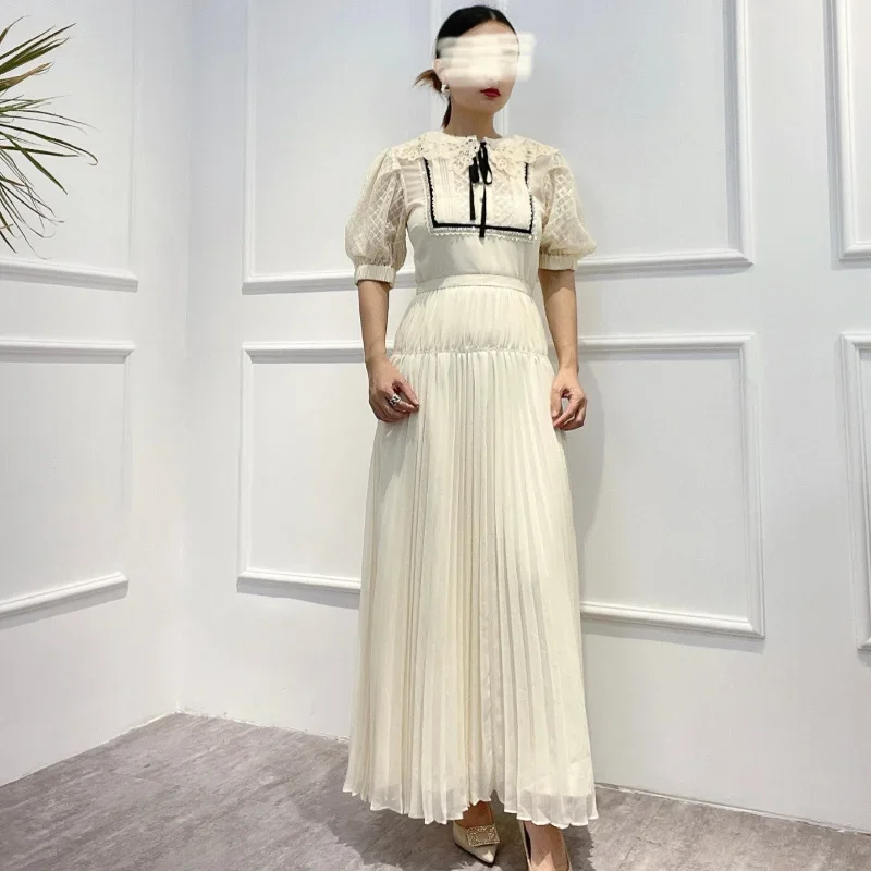 Top Quality 2022 New Summer French Style Retro Lace Patchwork Beige Shutter Hem Midi Dress for Women
Top Quality 2022 New Summer French Style Retro Lace Patchwork Beige Shutter Hem Midi Dress for Women