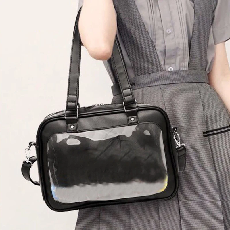 

Japanese Kawaii Shoulder Bag for Women PU Leather Itabag Transparent Bag JK Tote Bag Handbags Preppy Bag Ita Bag Crossbody Bag