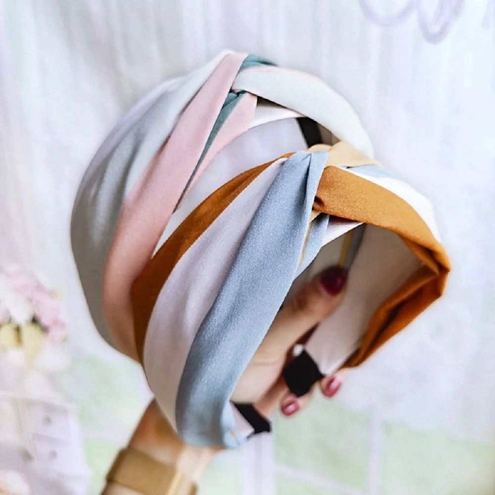 

Fashion New Cross Knotted Non-slip Cloth Bow Hairband Head Hoop Striped Headband Hair Bands