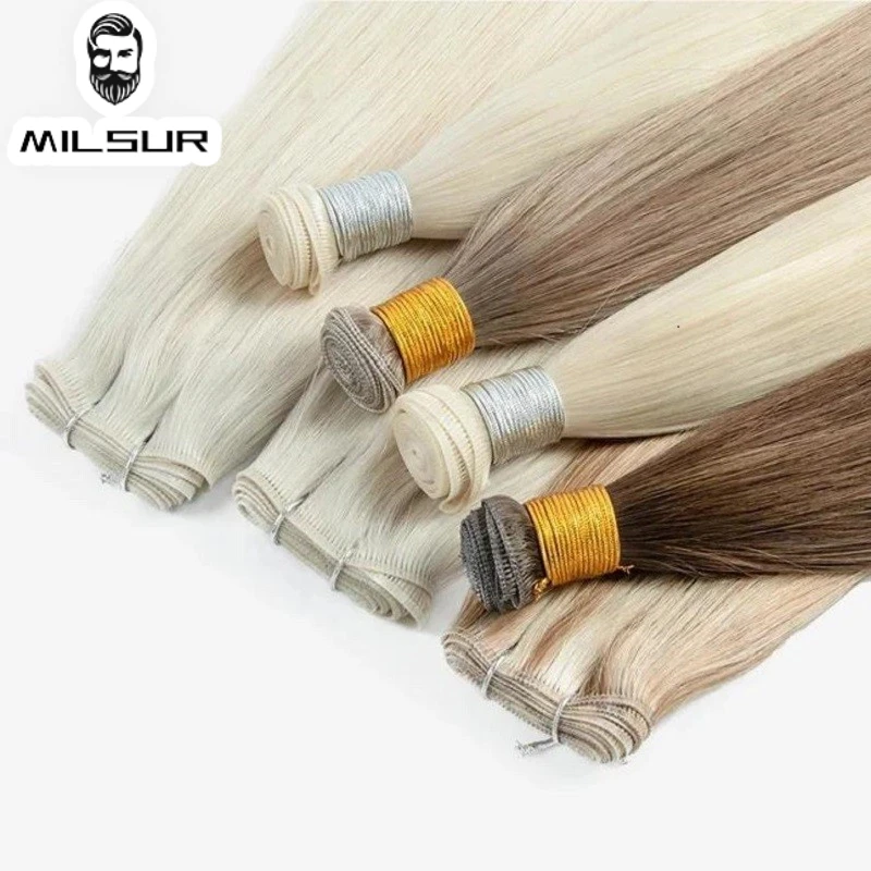 

Genius Weft 100% Natural Human Hair Bundles Straight Invisible Lightweight Hair Extensions For Women 100G Double Drawn Hairpiece