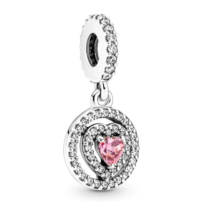 

Authentic 925 Sterling Silver Moments Sparkling Double Halo Heart Dangle Charm Bead Fit Pandora Bracelet & Necklace Jewelry