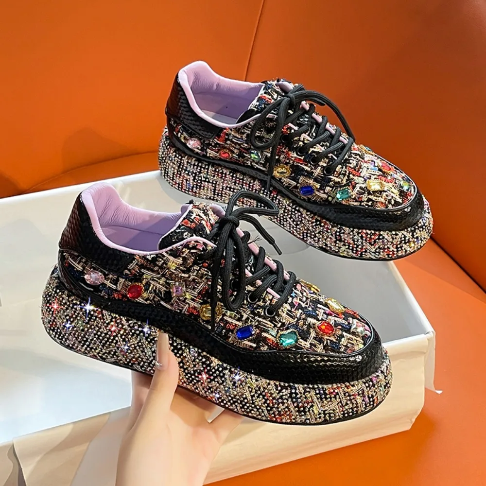 New 2024Womens Platform Rhinestones Rainbow Colors Diamonds Sneakers Lace Up Flats Shoes Sport Casual Skateboard
New 2024Womens Platform Rhinestones Rainbow Colors Diamonds Sneakers Lace Up Flats Shoes Sport Casual Skateboard