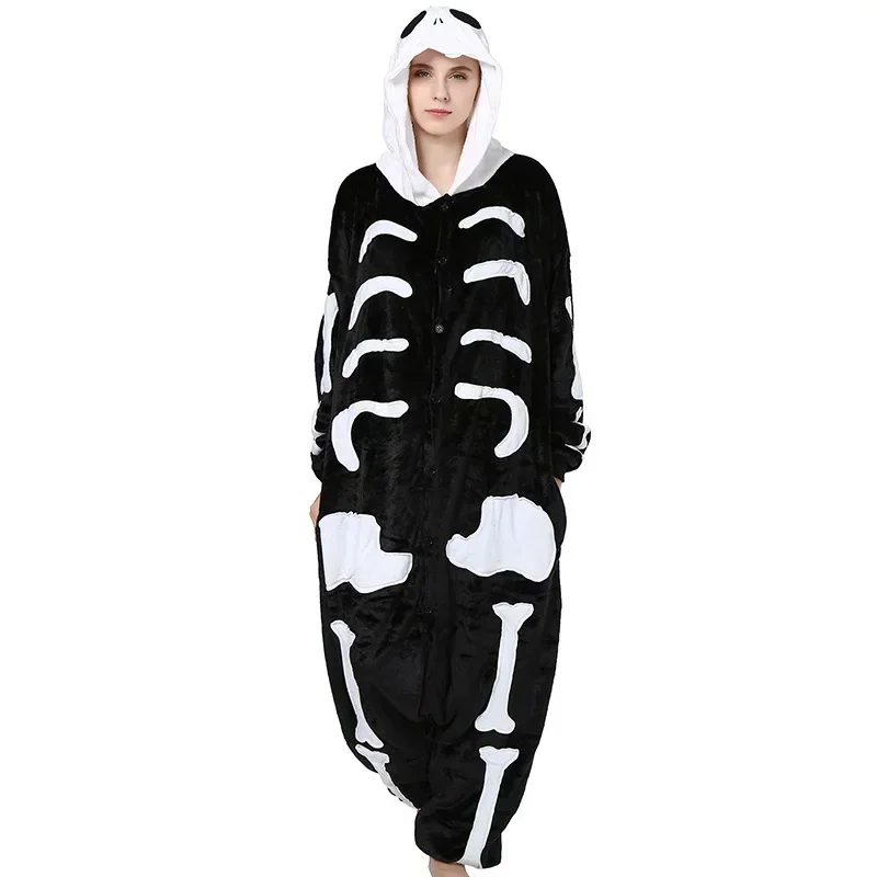 

Skeleton Kigurumi Onesie Cartoon Pajamas for Adult Women Men Animal Pyjamas Homewear Halloween Cosplay Party Costume