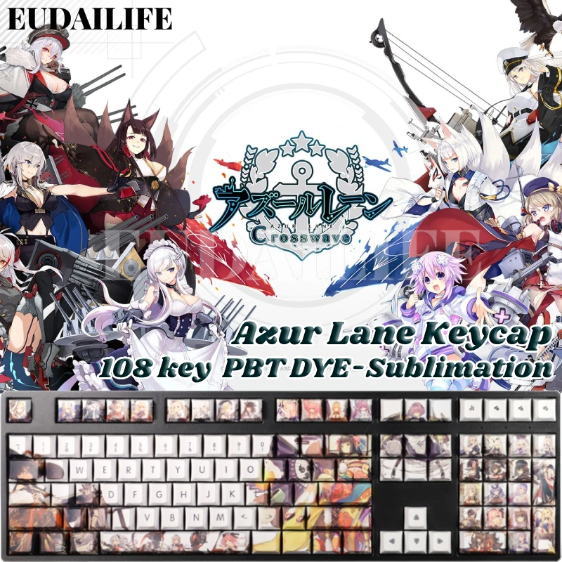 

Game Azur Lane Laffey 108 Key PBT DYE Sublimation Cherry Profile MX Cross Axis Switch Keycap Mechanical Keyboard Game Otaku Gift