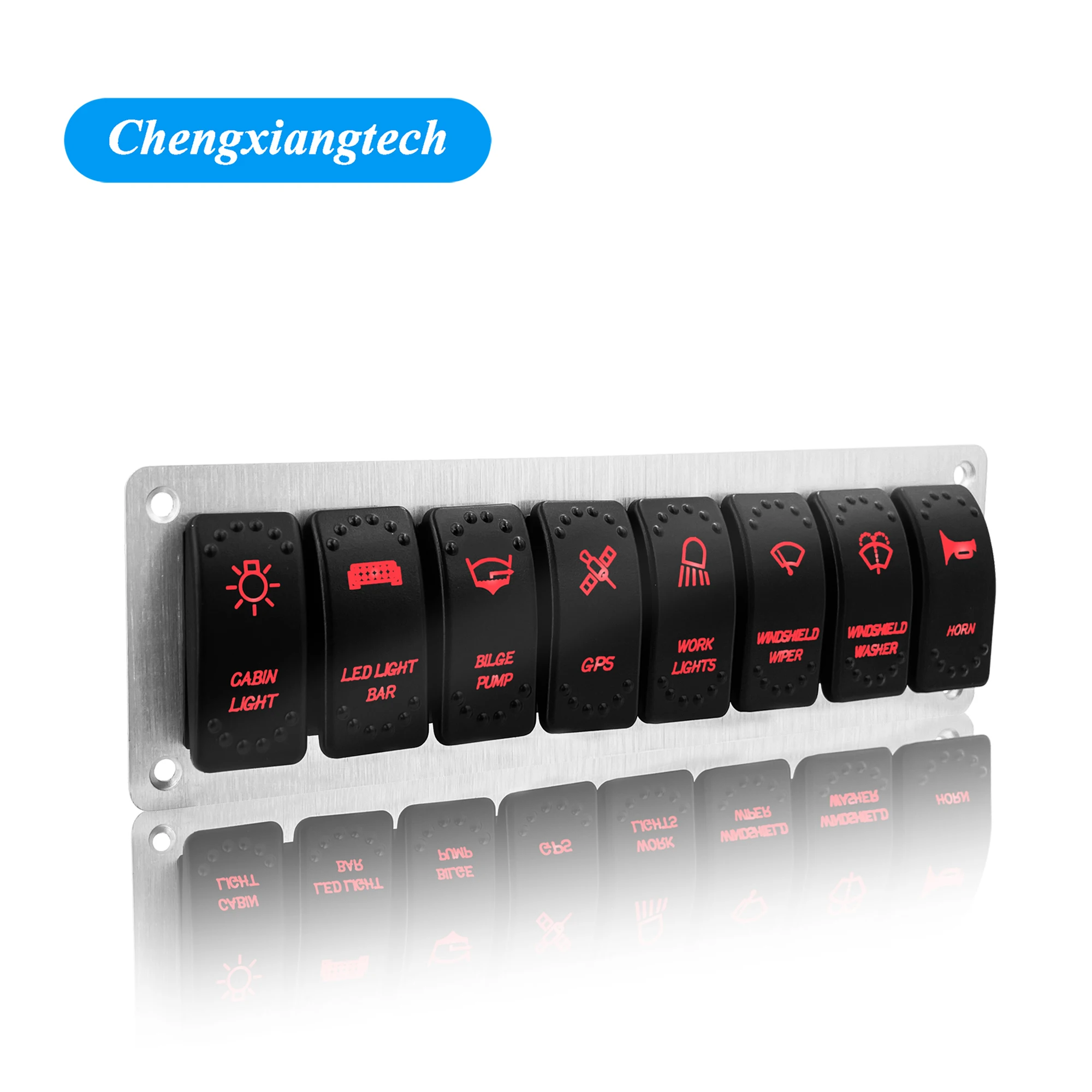 Customize 8 Gang White Rocker Switch Panel 12V Waterproof Red Led for Boat Marine ATV Trailers Dashboad DIY, 67 Logos 
Customize 8 Gang White Rocker Switch Panel 12V Waterproof Red Led for Boat Marine ATV Trailers Dashboad DIY, 67 Logos