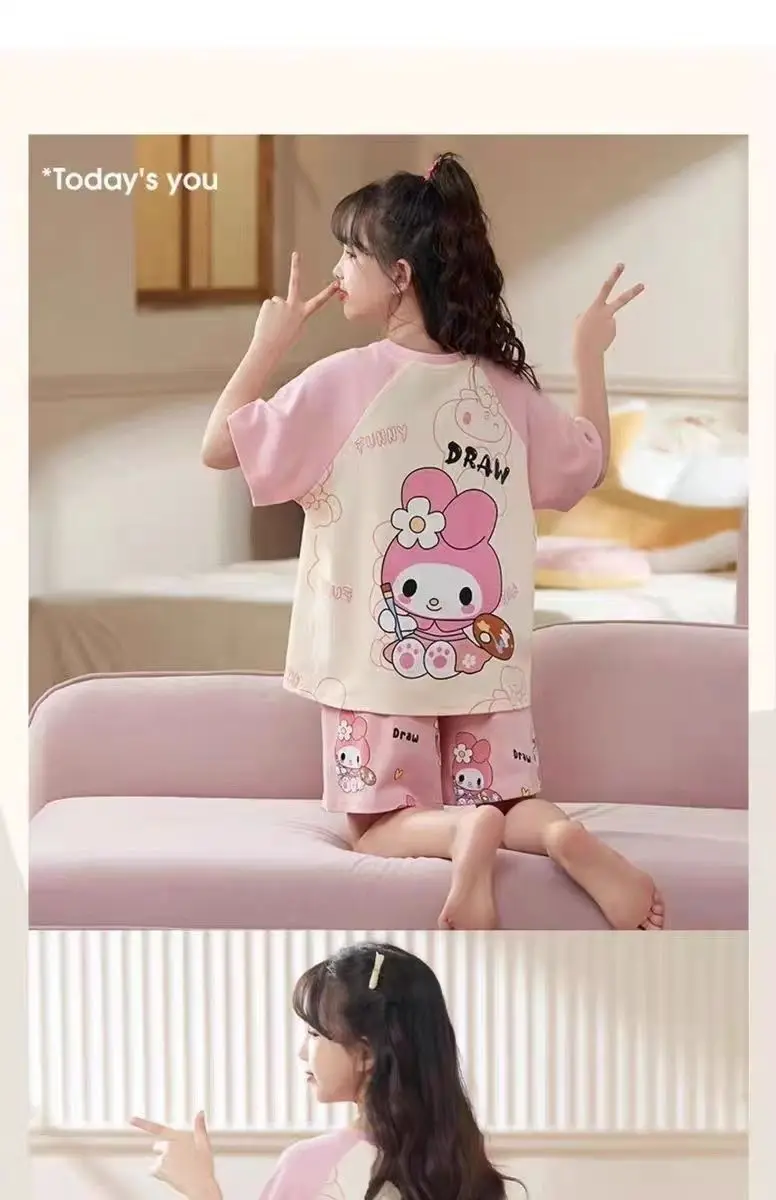 Sanrios Kawaii Hello Kitty Girl Pajamas Lounge Clothes Suit Spring, Summer and Autumn Child Jacket Cartoon Cute Fashion Gift New Sanrios Kawaii Hello Kitty Girl Pajamas Lounge Clothes Suit Spring, Summer and Autumn Child Jacket Cartoon Cute Fashion Gift New