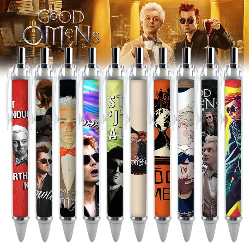 

1PCS Good Omens Bad Times Gel Pen Black and White Wings Aziraphale Crowley Angel Demon Artistic Stationery Drama Office Supplies