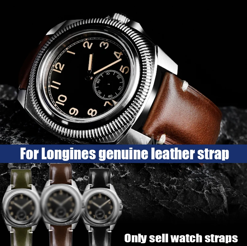 

Ремешок для часов Longines L2.838 мужской классический, ремешок кожаный в винтажном стиле авиатор ВВС 1935, 22*19 мм