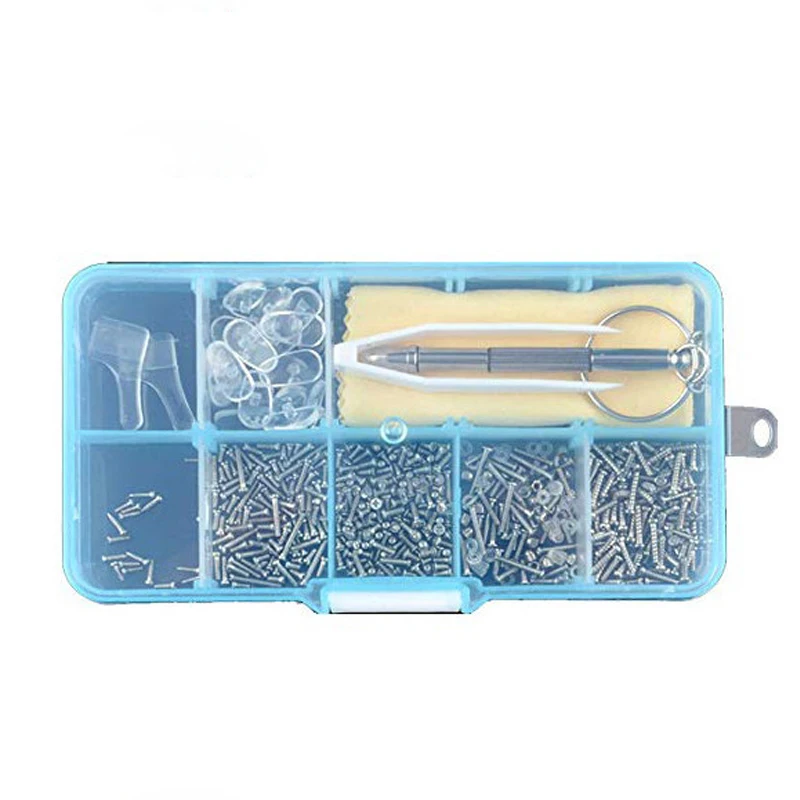 

1PC Eyeglass Sunglass Repair Kit With Screws Tweezers Screwdriver Tiny Mini Screws Nuts Assortment Glasses Repair Nose Pads