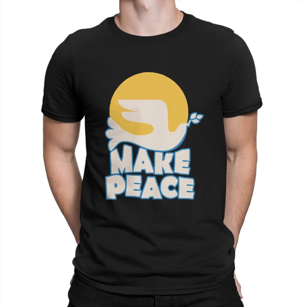 

Typography Fashion TShirts Peace Dove Men Style Pure Cotton Streetwear T Shirt O Neck