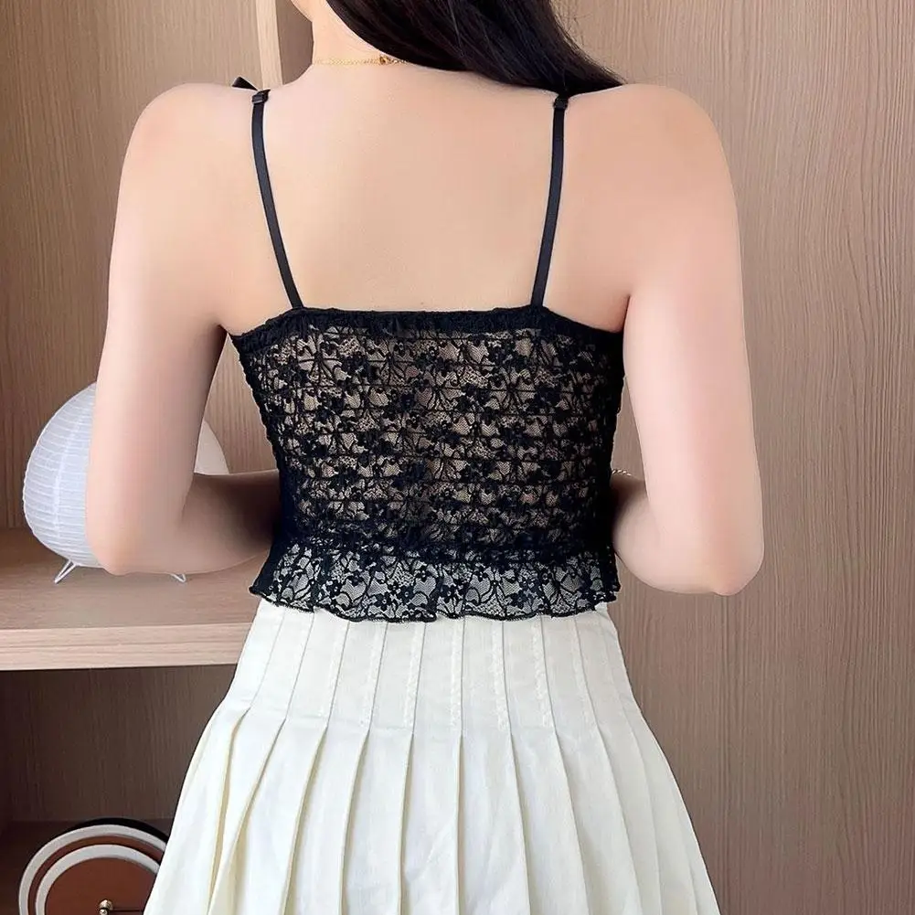 

Women Elegant Bow Camis With Bra Pad Y2k Crop Tops Knitted Chain Shoulder Strap Camisole Summer For Women Summer 2024 Y8q8