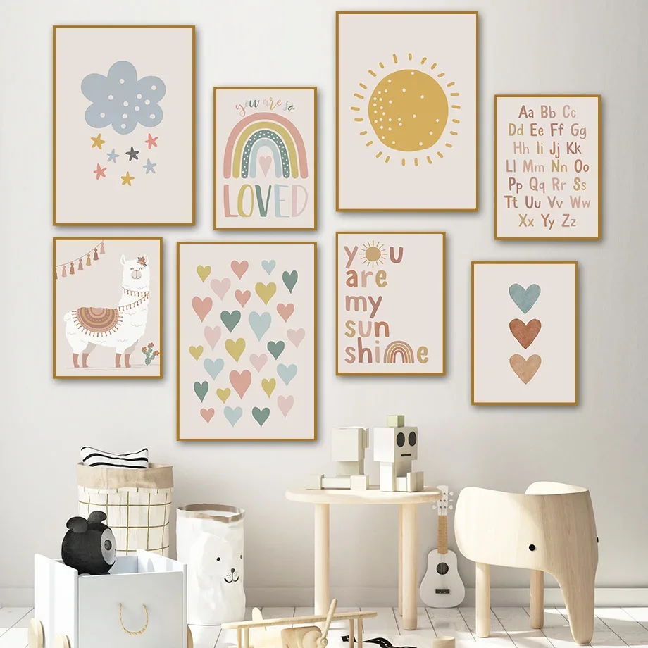 ABC Painting of Boho Wall Art Boho Love Alpaca Clouds Sunny Alphabet Nordic Poster and Picture of Children's Room Decor Print
ABC Painting of Boho Wall Art Boho Love Alpaca Clouds Sunny Alphabet Nordic Poster and Picture of Children's Room Decor Print