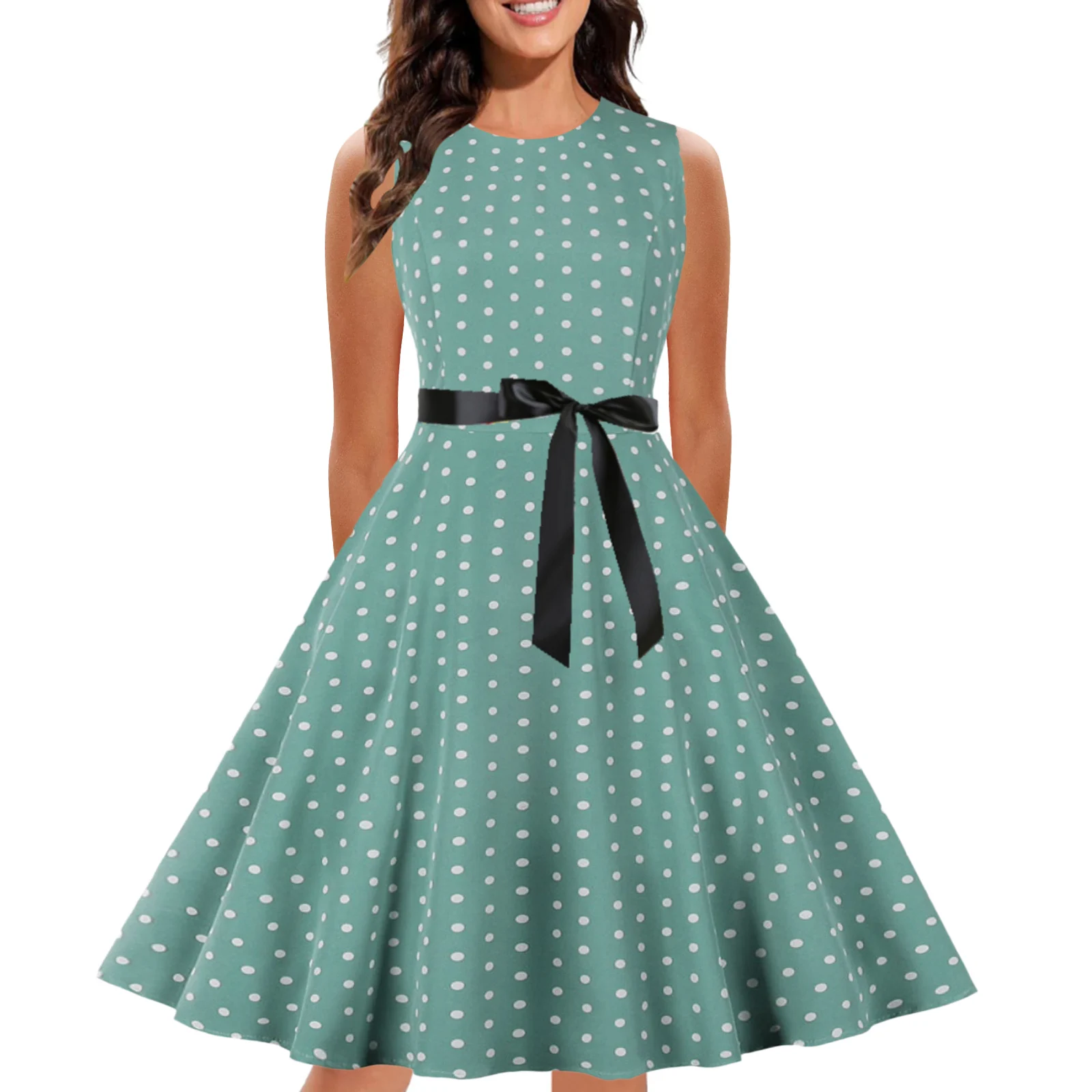 Vintage polka dot dress Summer garden collar sleeveless knee-length casual party dresses
Vintage polka dot dress Summer garden collar sleeveless knee-length casual party dresses