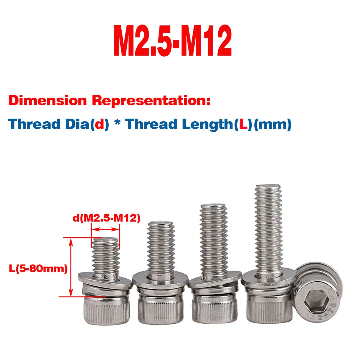 304 SS Cup Head Hex Socket Screw, Spring Washer, Flat Gasket Set M2.5 M3 M4 M5 M6 M8 M10 M12
304 SS Cup Head Hex Socket Screw, Spring Washer, Flat Gasket Set M2.5 M3 M4 M5 M6 M8 M10 M12
