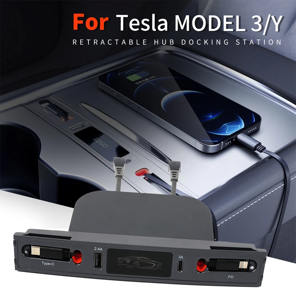

Интеллектуальная док-станция 27 Вт, быстрое зарядное устройство, USB-шунт, концентратор для Tesla Model 3, модель Y, центральный распределитель, линия 80 см