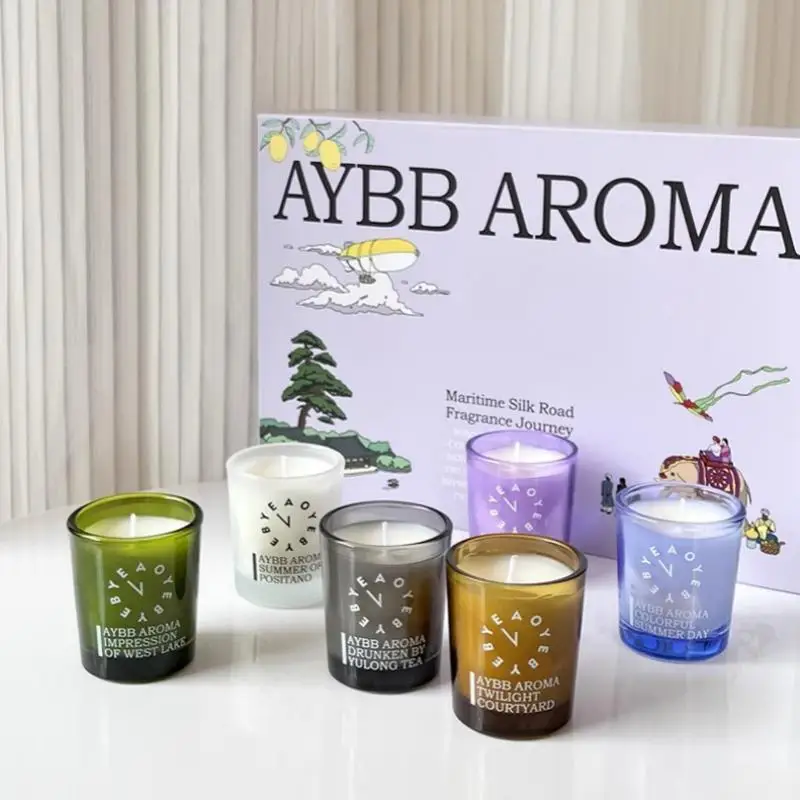 

Набор подарочных свечей для ароматерапии, Успокаивающая и помогающая уснуть атмосфера в спальне, романтическое эфирное масло ручной работы
