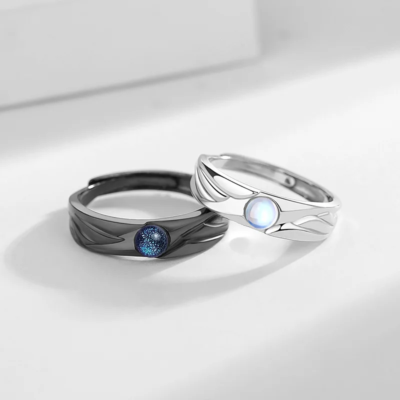 New couple silver retro black and white angel devil moonstone open ring fashion trend jewelry gift J548
New couple silver retro black and white angel devil moonstone open ring fashion trend jewelry gift J548